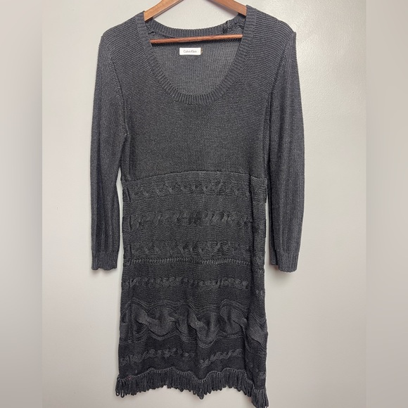 Calvin Klein Grey Long Sleeve Sweater‎ Dress Large - Picture 1 of 5